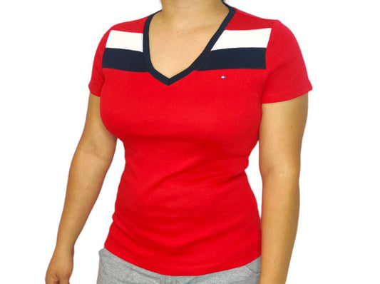 Camiseta Tommy Hilfiger rojo para mujer, manga corta
