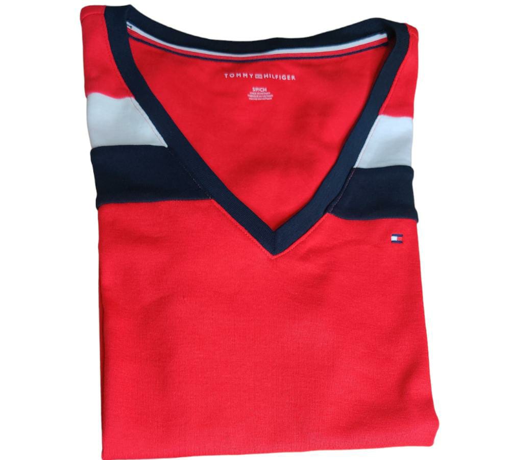 Camiseta Tommy Hilfiger rojo para mujer, manga corta