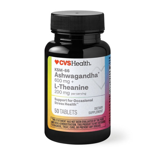 CVSHealth Ksm-66 Ashwagandha + L-Theanine , 50 tabletas