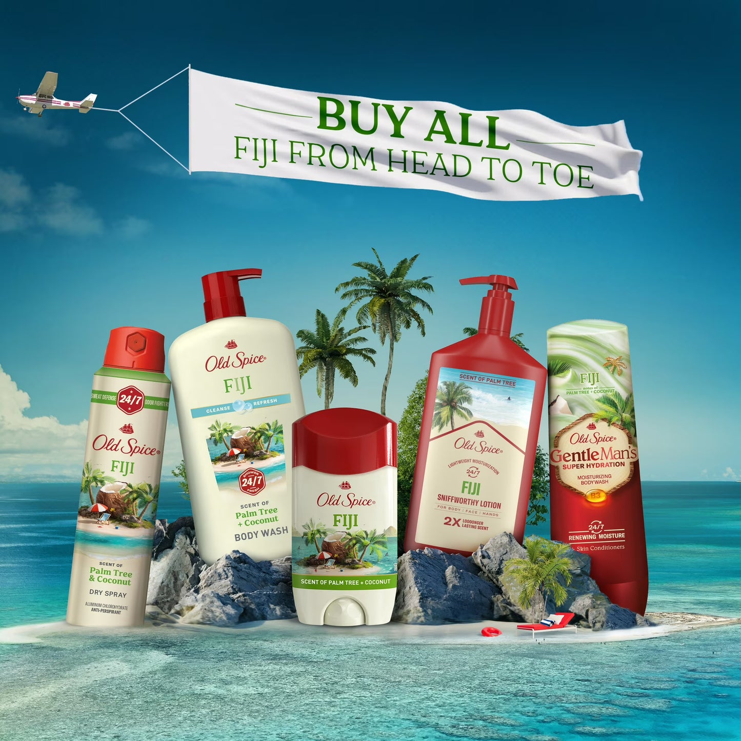 Desodorante Old Spice para hombre, sólido invisible, antitranspirante en barra, Fiji, 73g
