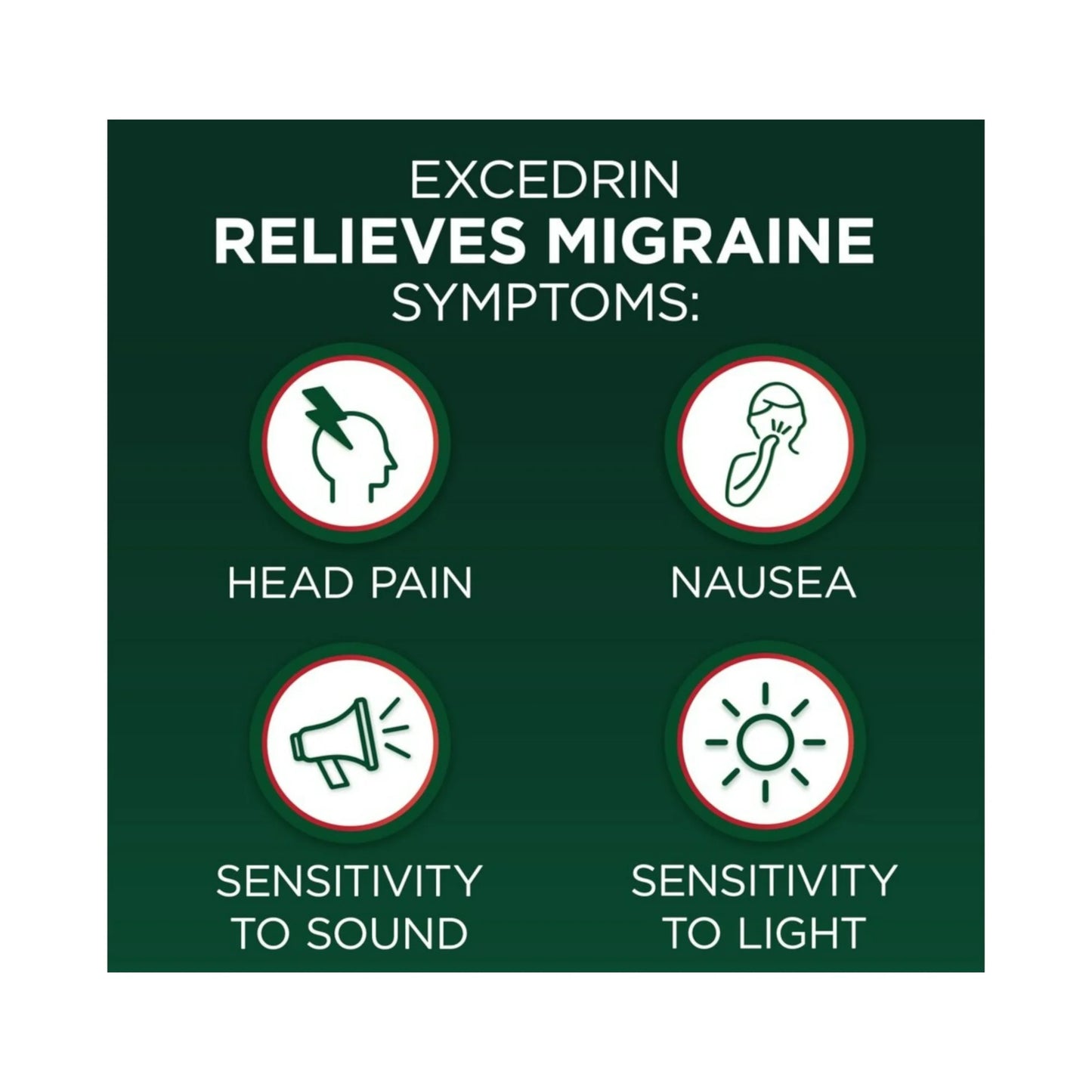 Excedrin - Alivio de la migraña (acetaminofén 250 mg, aspirina 250 mg, cafeína 65 mg), comprimidos analgésicos para  dolor de cabeza, 24 comprimidos