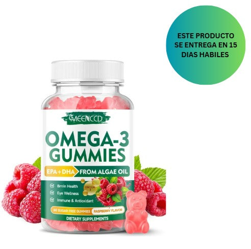 MEENCCD Gomitas veganas Omega-3 de 1000 mg, 60 unidades