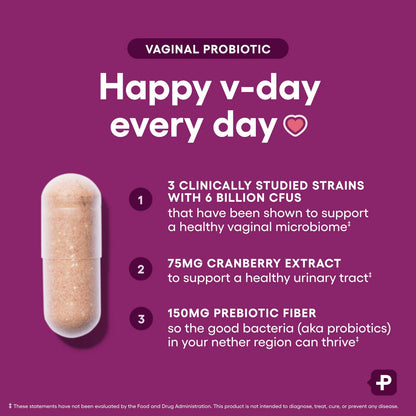 Probiótico vaginal Physician's Choice para mujeres: 6 mil millones de UFC, equilibrio de pH, control de olores, 30 unidades
