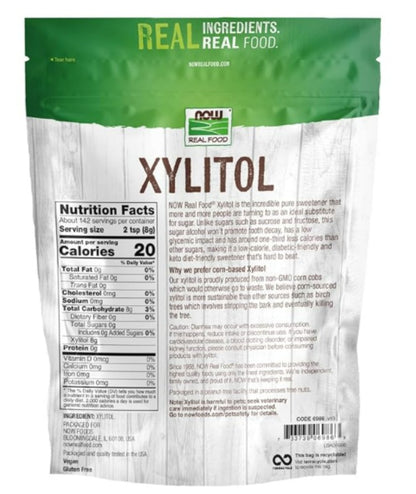 NOW Foods, Xilitol, puro sin ingredientes añadidos, apto para dieta cetogénica, bajo impacto glucémico, bajo en calorías, 1,134g