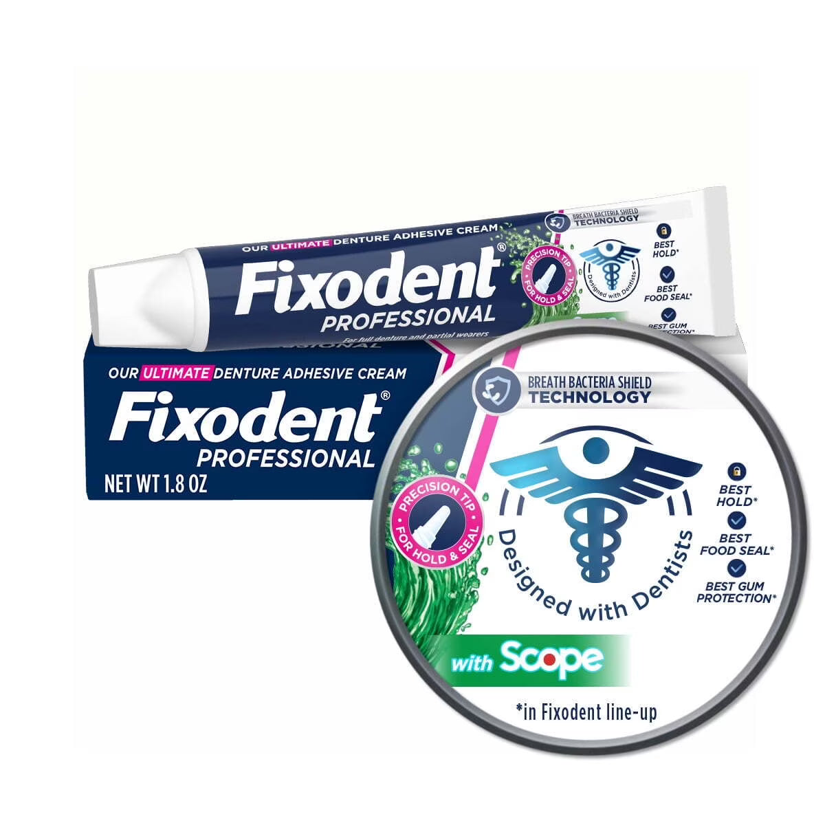 Fixodent Professional Plus Scope Crema Adhesiva para Dentaduras 51g