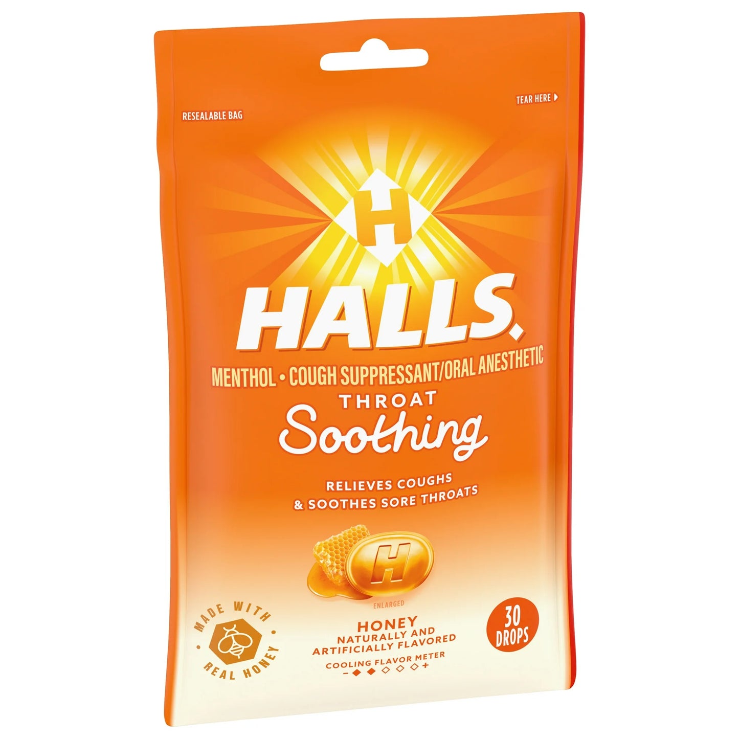 HALLS Pastillas para la Tos con Miel para Aliviar la Garganta 30 caramelos