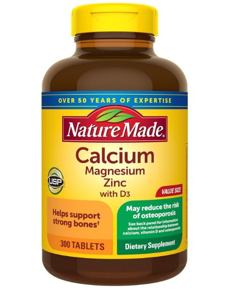 Nature Made Calcio Magnesio Zinc con vitamina D3 300 tabletas