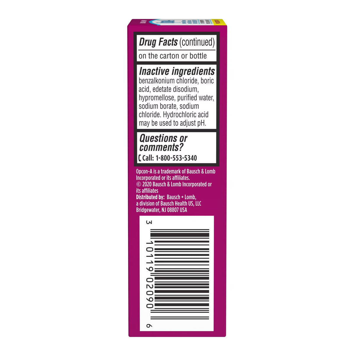 Bausch + Lomb - Gotas oftálmicas Opcon-A para la alergia, alivio del picor y el enrojecimiento, 15ml