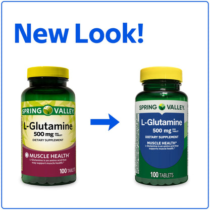 Spring Valley - L-glutamina 500 mg, 100 tabletas