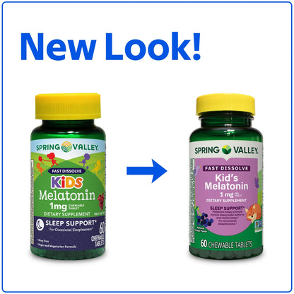 Spring Valley Kids melatonina masticable 1 mg, 60 tabletas