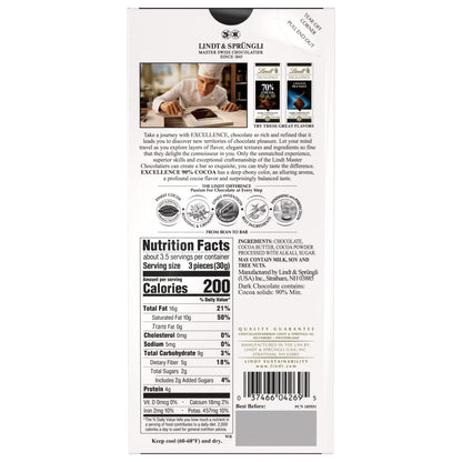 Lindt Excellence , Chocolate Oscuro, 90% Cacao - 100g