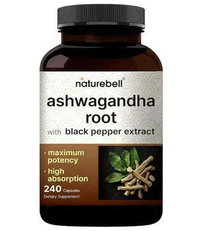 Nature Bell , Ashwagandha 12,500mg con pimienta negra - 240 capsulas