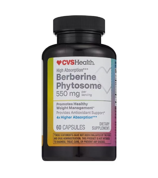 Berberine Phytosome 550 mg  alta absorbsion  CVS Health  60 Capsulas