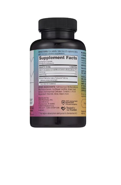 Berberine Phytosome 550 mg  alta absorbsion  CVS Health  60 Capsulas