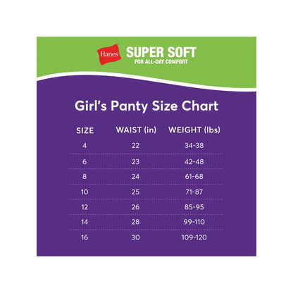 Ropa interior tipo bikini supersuave para niñas Hanes Originals, paquete de 5 - talla 16