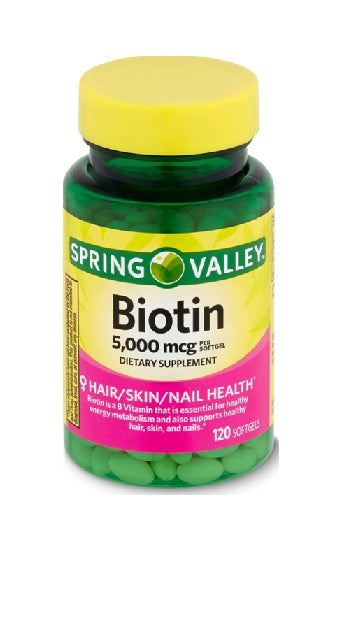 Spring Valley - Biotin 5000 mcg, 120 Softgels