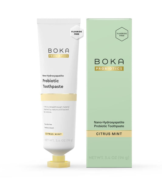 Boka Pasta dental con Probioticis y  Nano Hydroxyapatite sin Fluor Dental  Citrus Mint 96 gr.