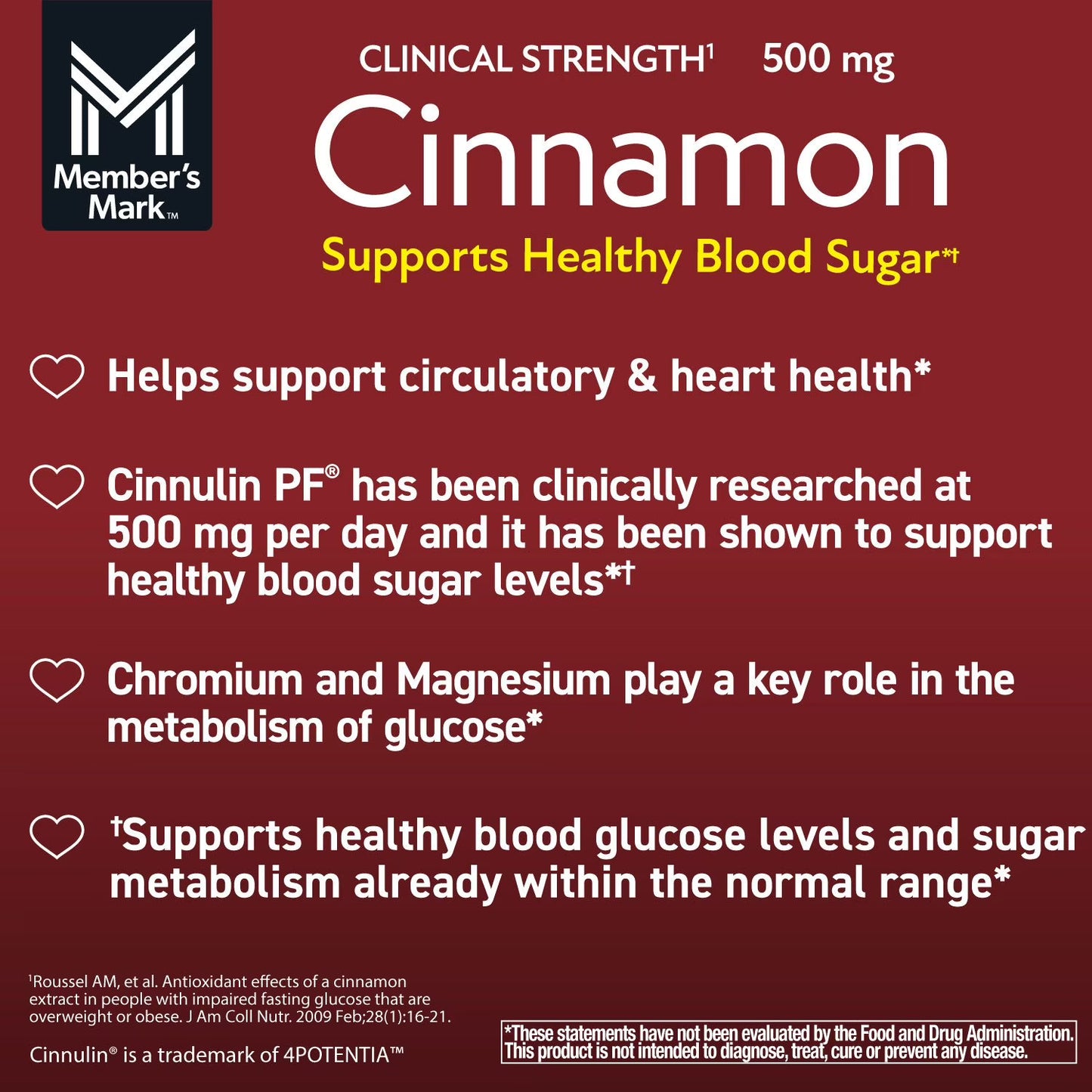 Member´s Mark - Cinnamon 500mg, 170 capsulas vegetarianas