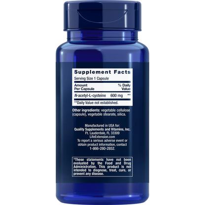 Life extension - N-Acetyl-L-Cysteine (NAC) 600mg 60 cápsulas