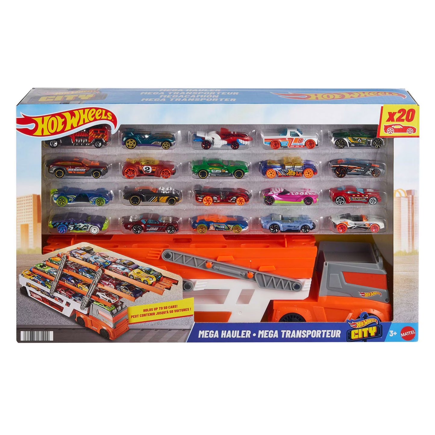 Mattel - Hot  Wheels Mega Hauler Truck Playset, 20 unidades