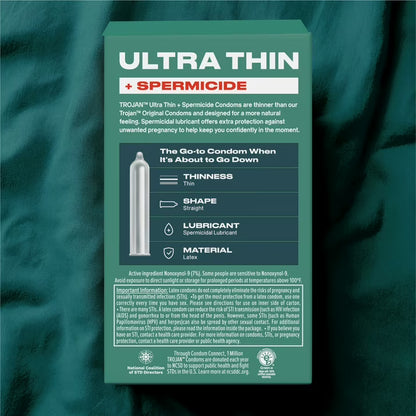 Trojan Preservativos lubricados espermicidas ultrafinos, 12 unidades