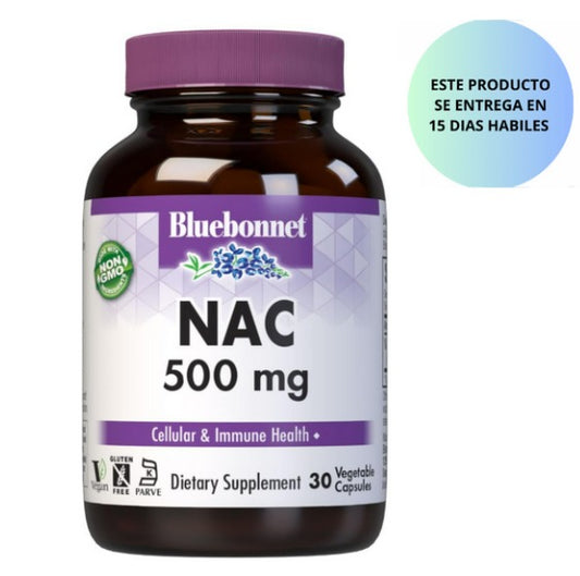 Bluebonnet Cápsulas de vitamina NAC de 500 mg, 30 unidades