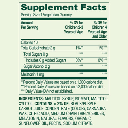Spring Valley 1 mg Melatonina para niños  Zero Sugar, frambuesa y mora, 120 Gomitas