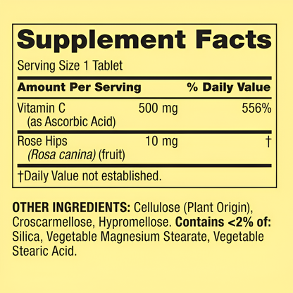 Vitamina C Spring Valley 500 mg, 500 Tabletas