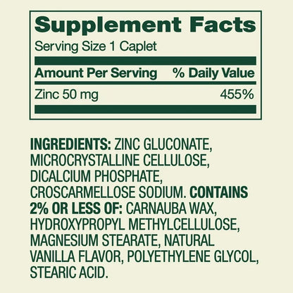 ZINC 50MG - SPRING VALLEY - 200 TABLETAS