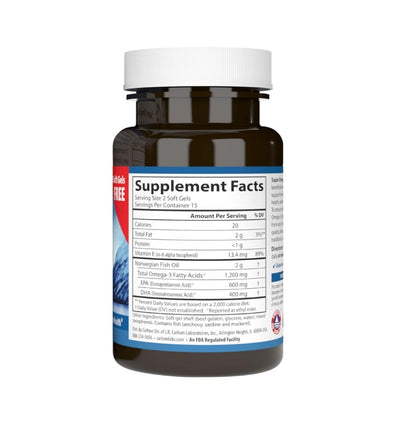 Carlson - Super Omega-3, 1200 mg de ácidos grasos omega-3 con EPA y DHA,  30  Capsulas de Gel.