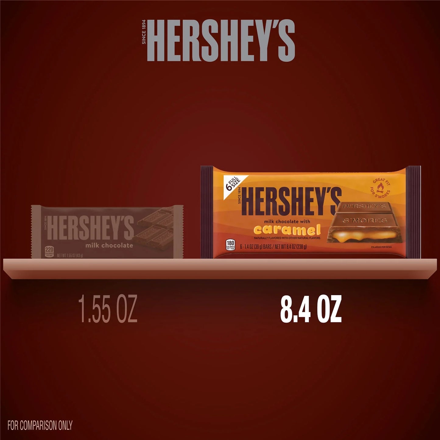 HERSHEY'S Milk Chocolate con barra de caramelo, 238gr