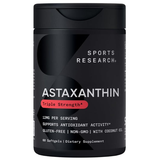 Sports Research® Astaxantina de Triple Fuerza 12mg con Aceite de Coco Orgánico, 60 softgels