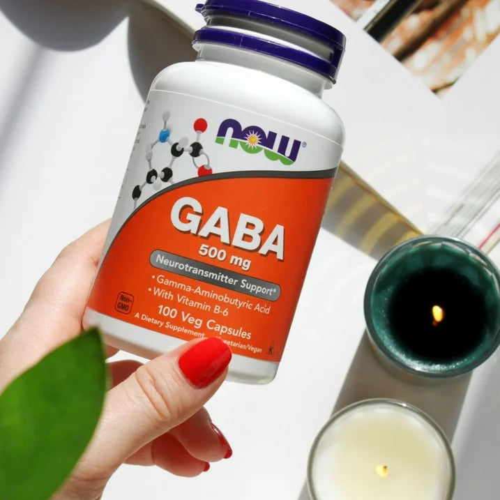 NOW Suplementos, GABA 500 mg + B-6 , 100 cápsulas vegetales