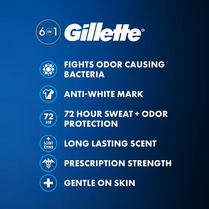 Gillette Supreme  Desodorante antitranspirante en gel transparente 6 en 1 para hombre, Cool Wave, 107 g