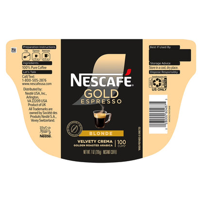 Café instantáneo Nescafe, Espresso Rubio Dorado, 200 Gramos