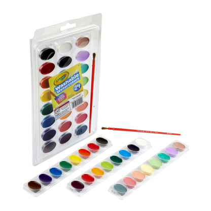 Crayola Set de acuarelas lavables de 24 colores (8 colores metalicos)