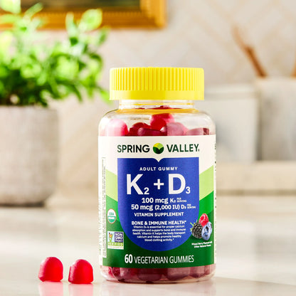 Spring Valley K2 + D3 frutos rojos, 60 gomitas vegetarianas
