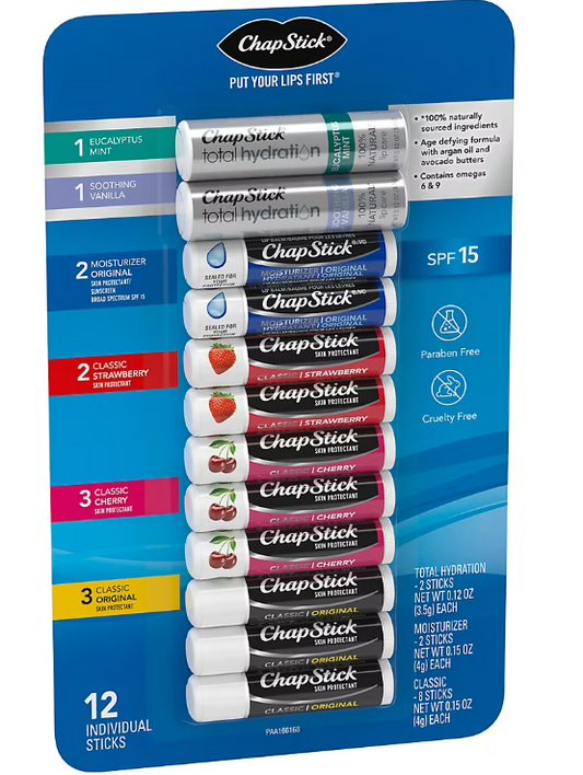 Balsamo labial ChapStick , 12 unidades