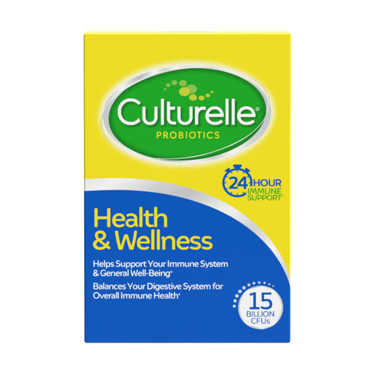 Culturelle Salud y bienestar | Suplemento probiótico diario | Apoyo inmunológico | Con el probiótico eficaz probado | 15 mil millones de CFU | 50 cápsulas vegetarianas