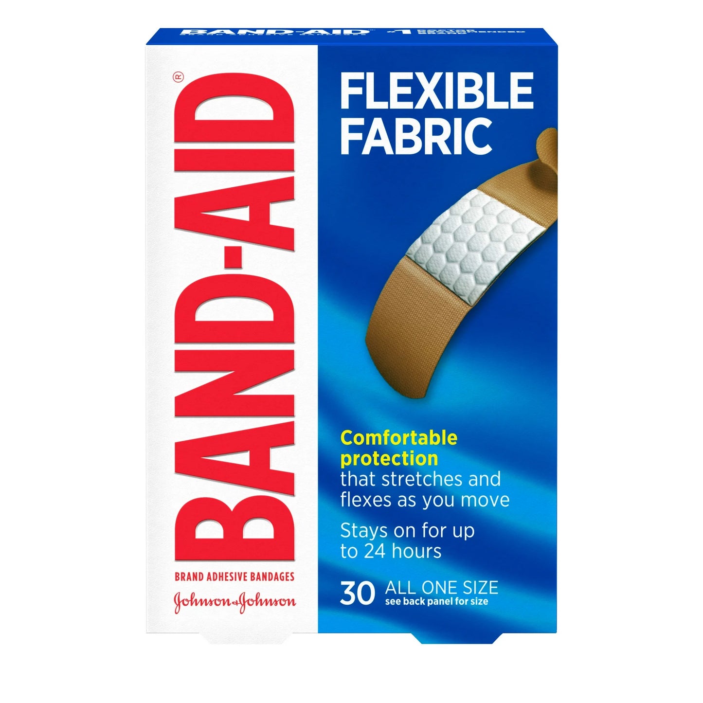 Vendajes adhesivos de tela flexibles Band-Aid, talla única, 30 unidades