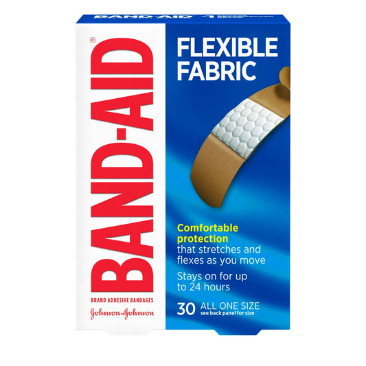 Vendajes adhesivos de tela flexibles Band-Aid, talla única, 30 unidades