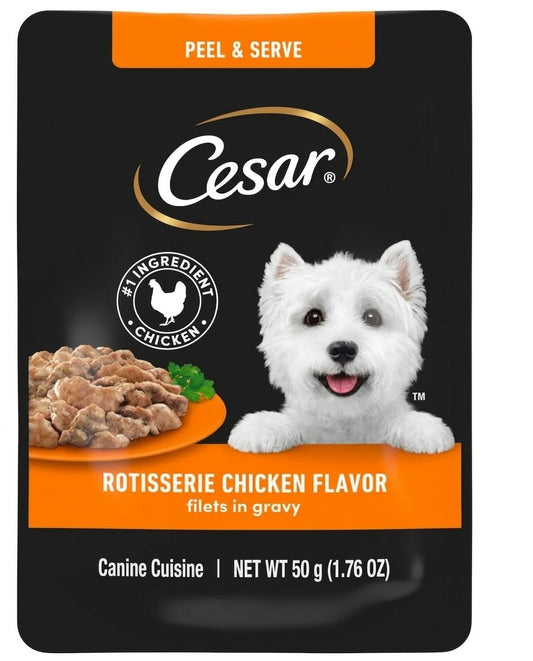 Cesar Filetes en Salsa Comida Húmeda para Perros Sabor Pollo Asado, 50g