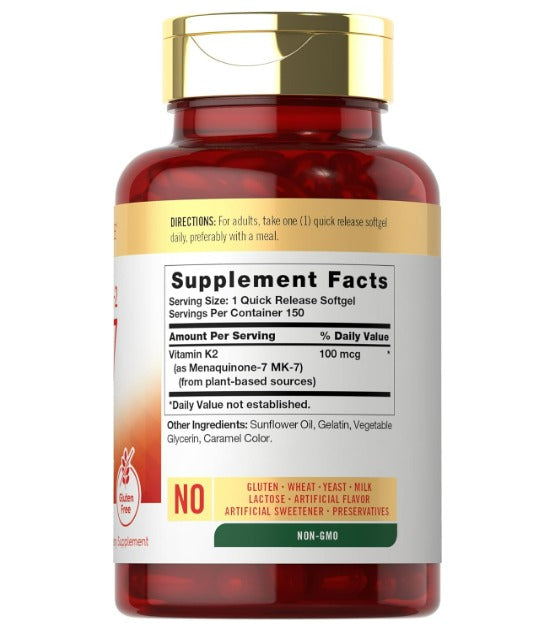 Carlyle Vitamina K2 MK7 100 mcg | 150 cápsulas blandas