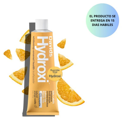 Davids Hydroxi - Pasta de dientes nano hidroxiapatita sin flúor para esmalte saludable y blanqueamiento, antiplaca, sin SLS, sabor a vainilla naranja apta para niños, 113gr