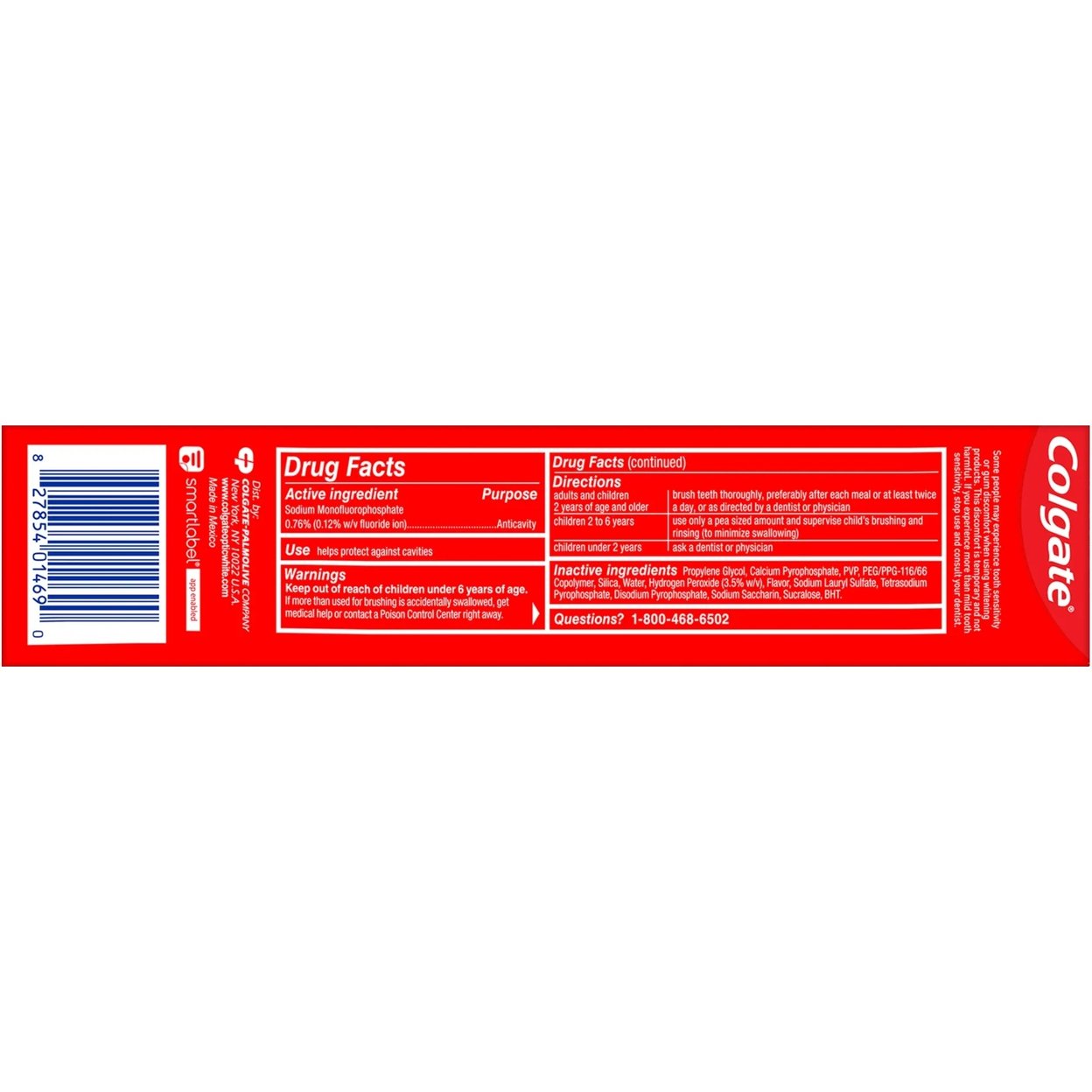 Colgate Optic White Platinum 10x blanqueador de dientes, 3.5% peróxido de hidrógeno - 116gr.