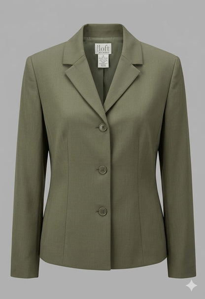 Chaqueta/Blazer Loft Verde Oliva de 3 Botones