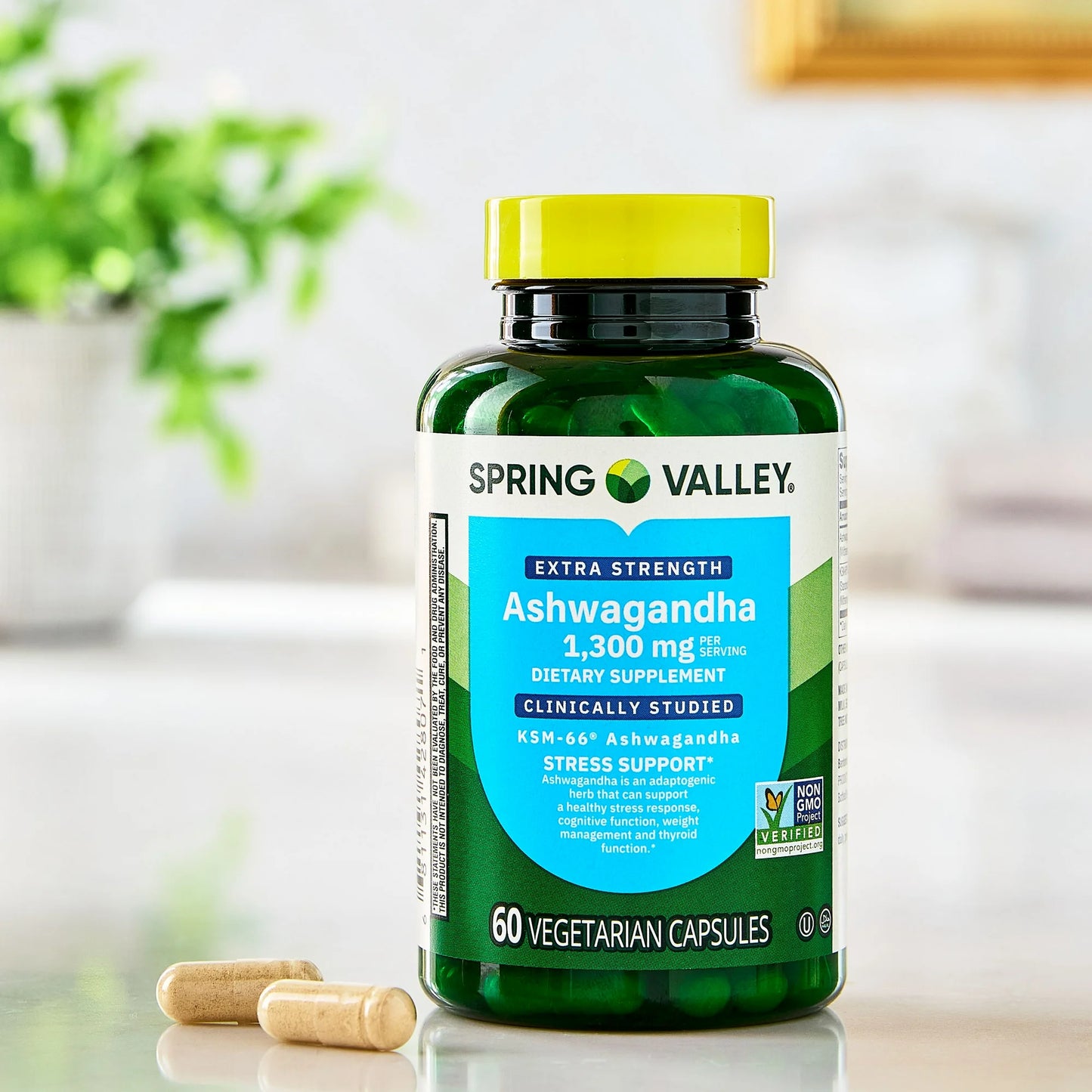 Ashwagandha 1300mg extra fuerte, 60 capsulas- Spring Valley