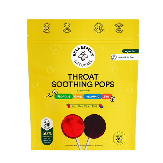 Paletas calmantes para la garganta con propóleo para niños de BeeKeeper's Naturals, 30 unid