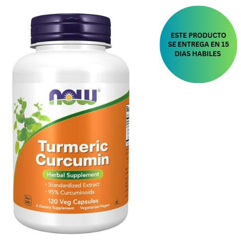 NOW Suplementos, curcumina de cúrcuma, derivada del extracto de raíz de cúrcuma, suplemento de hierbas, 120 cápsulas vegetales