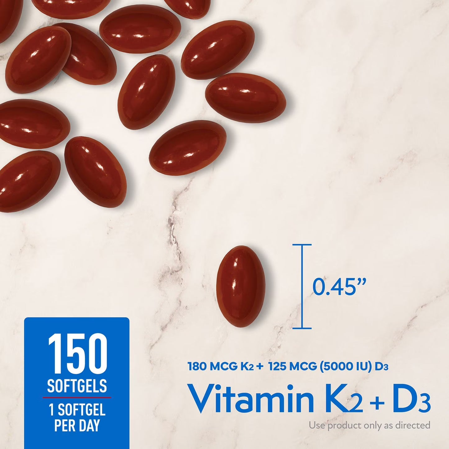 Member´s Mark - Vitamina K2(180mcg) + D3(5000IU), 150 Capsulas